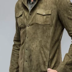 Bello Suede Shirt In Verde -Dune Shop di bello bello suede shirt in verde mens outerwear leather axels vail 38819047833834