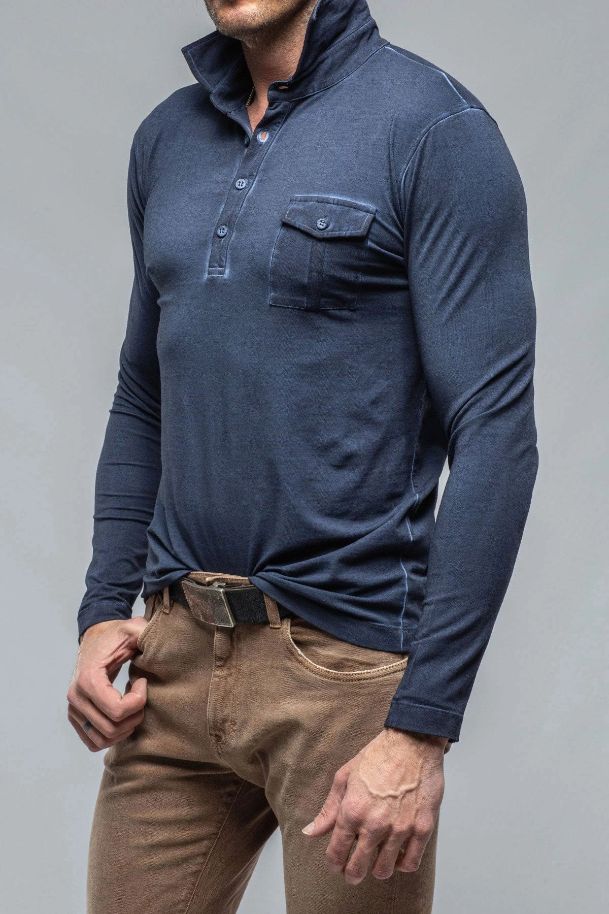 Dune Cafe Paco LS Polo Shirt In Indaco 2 Dune Cafe Paco LS Polo Shirt In Indaco - Image 2