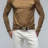 Dune Cafe Paco LS Polo Shirt In Light Brown