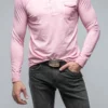 Dune Cafe Paco LS Polo Shirt In Pink