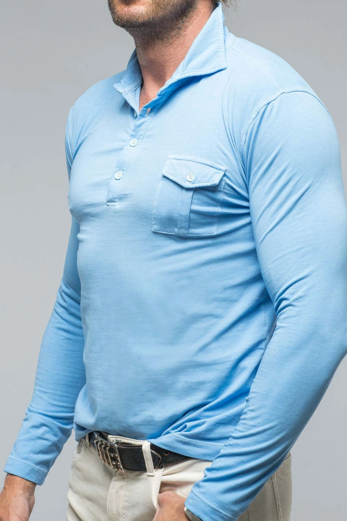 Dune Cafe Paco LS Polo Shirt In Sky 3 Dune Cafe Paco LS Polo Shirt In Sky - Image 3