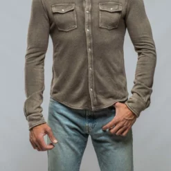 Dune Don Giovani Snap Shirt In Cenere