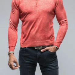 Dune Queniin Cashmere Quarter Zip In Blood Orange