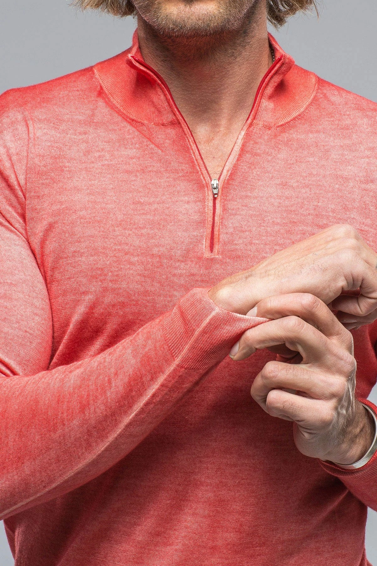 Dune Queniin Cashmere Quarter Zip In Blood Orange 2 Dune Queniin Cashmere Quarter Zip In Blood Orange - Image 2