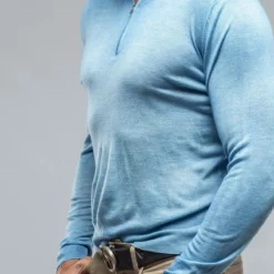 Dune Queniin Cashmere Quarter Zip In Light Blue -Dune Shop dune queniin cashmere quarter zip in light blue mens sweaters axels vail 36919423107306