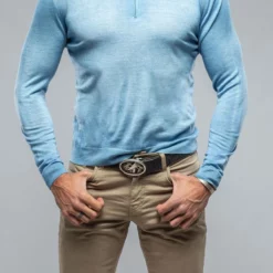 Dune Queniin Cashmere Quarter Zip In Light Blue