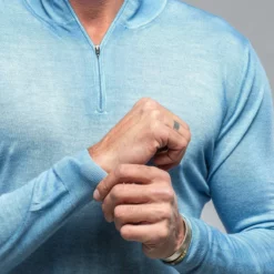 Dune Queniin Cashmere Quarter Zip In Light Blue -Dune Shop dune queniin cashmere quarter zip in light blue mens sweaters axels vail 36919423500522