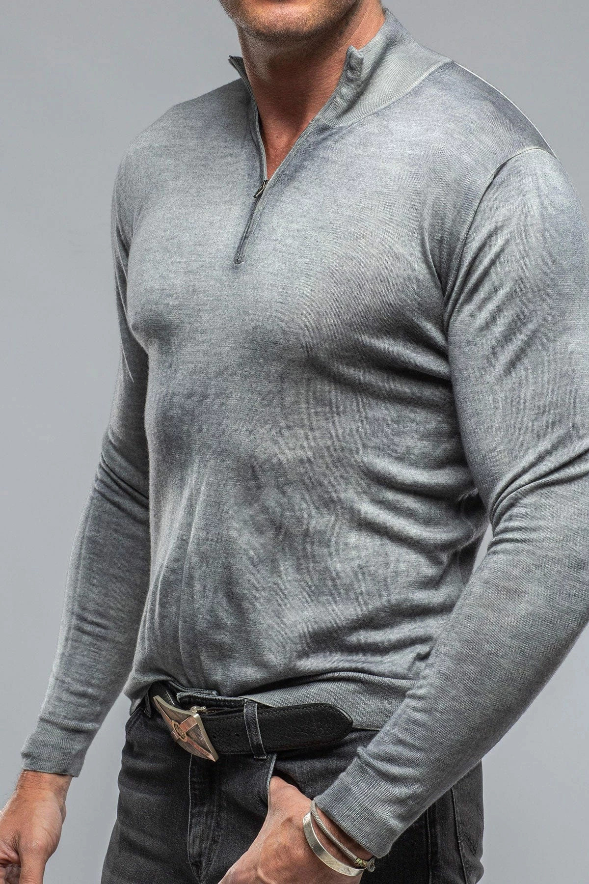 Dune Queniin Cashmere Quarter Zip In Perla 2 Dune Queniin Cashmere Quarter Zip In Perla - Image 2