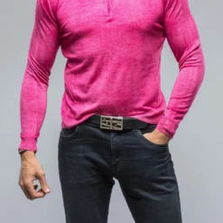 Dune Queniin Cashmere Quarter Zip In Pink Inferno