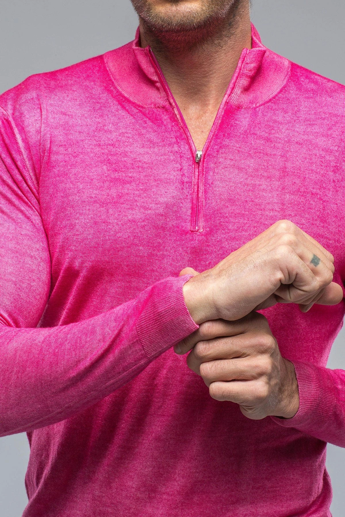 Dune Queniin Cashmere Quarter Zip In Pink Inferno 4 Dune Queniin Cashmere Quarter Zip In Pink Inferno - Image 4