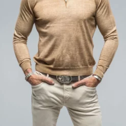 Dune Queniin Cashmere Quarter Zip In Rust