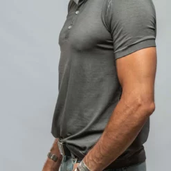 Dune Toulour SS Woven Polo In Anthracite -Dune Shop dune toulour ss woven polo in anthracite mens shirts polos axels vail 37687302684906