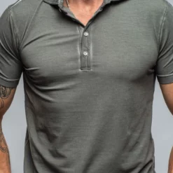 Dune Toulour SS Woven Polo In Anthracite -Dune Shop dune toulour ss woven polo in anthracite mens shirts polos axels vail 37687302914282