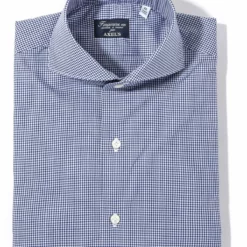 Petzen Small Checked Cotton Shirt In Blue
