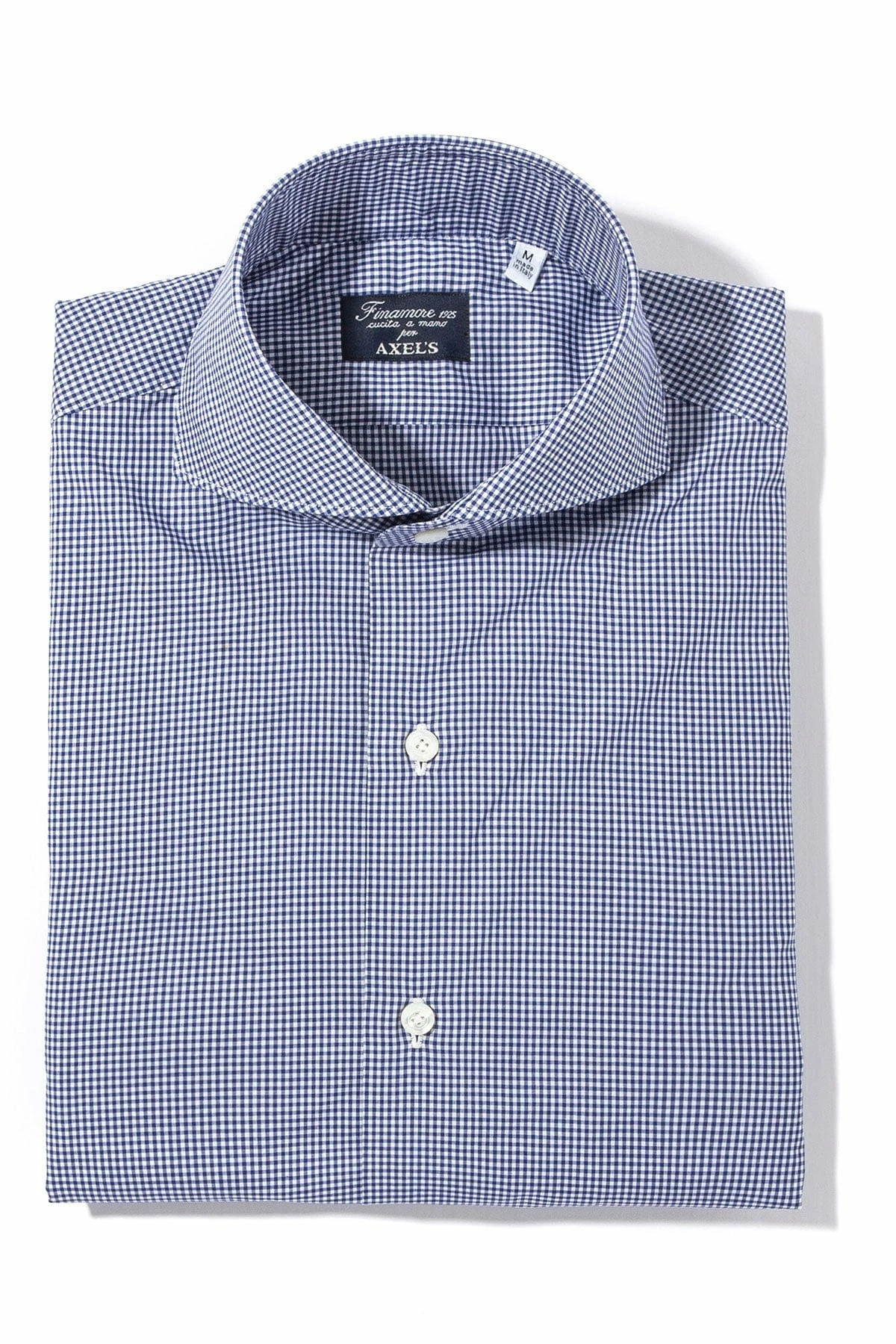 Petzen Small Checked Cotton Shirt In Blue 1 Petzen Small Checked Cotton Shirt In Blue