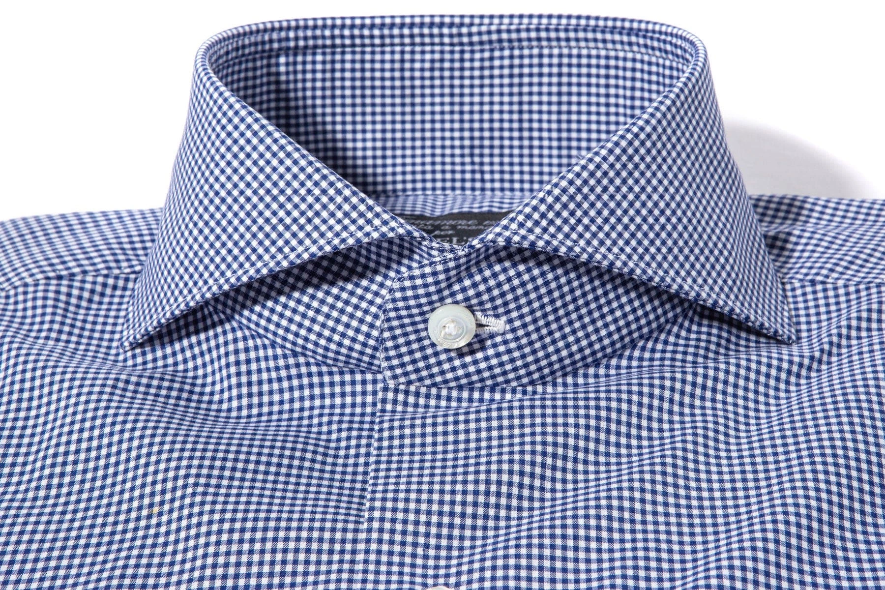 Petzen Small Checked Cotton Shirt In Blue 2 Petzen Small Checked Cotton Shirt In Blue - Image 2