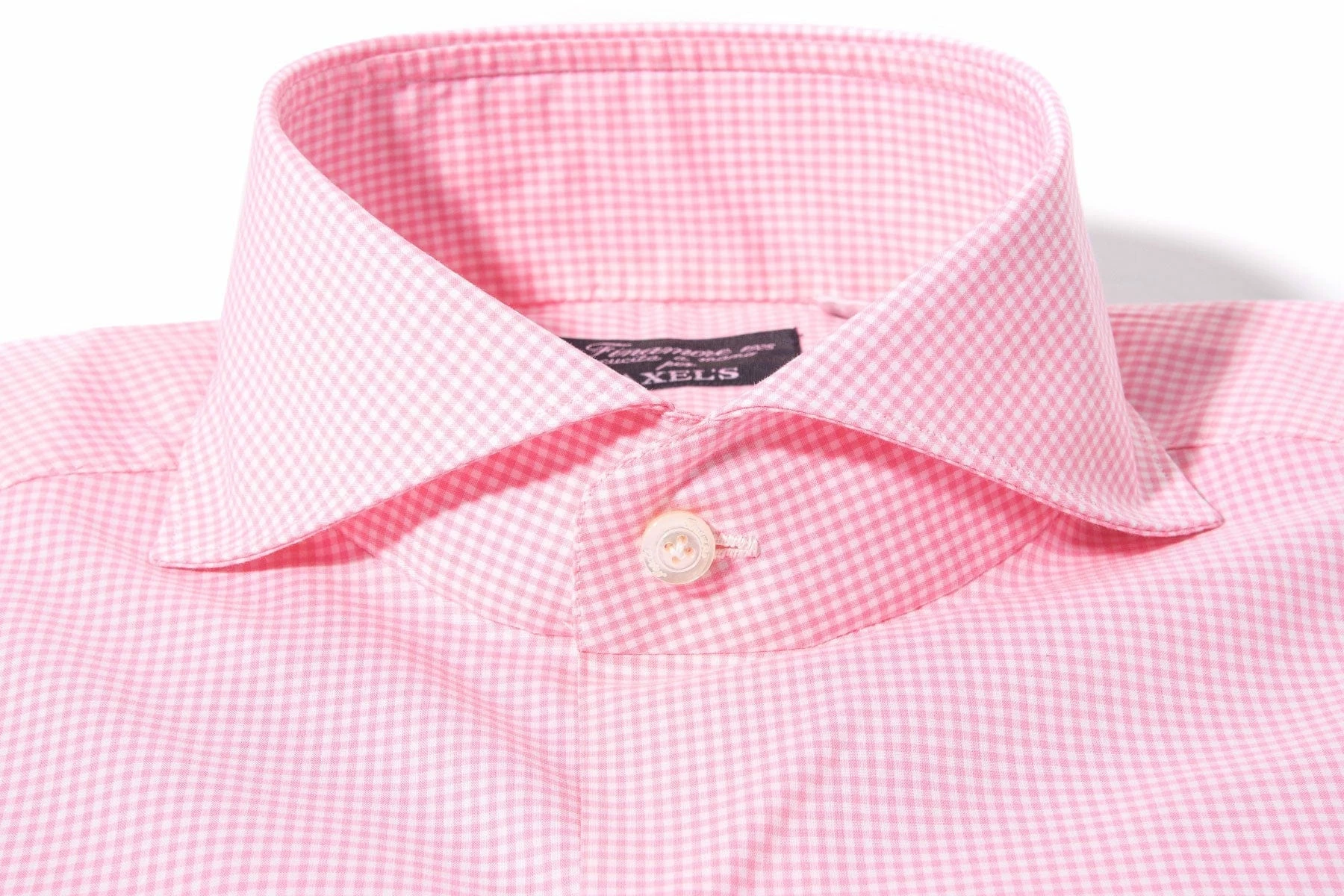 Petzen Small Checked Cotton Shirt In Pink 2 Petzen Small Checked Cotton Shirt In Pink - Image 2