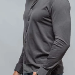 Cambria Button Up Polo In Grey -Dune Shop georg roth cambria button up polo in grey mens shirts polos axels vail 38114810101994