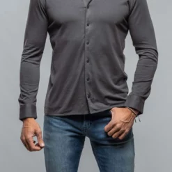 Cambria Button Up Polo In Grey