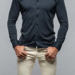 Cambria Button Up Polo In Navy