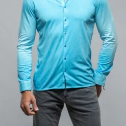 Cambria Button Up Polo In Turquoise