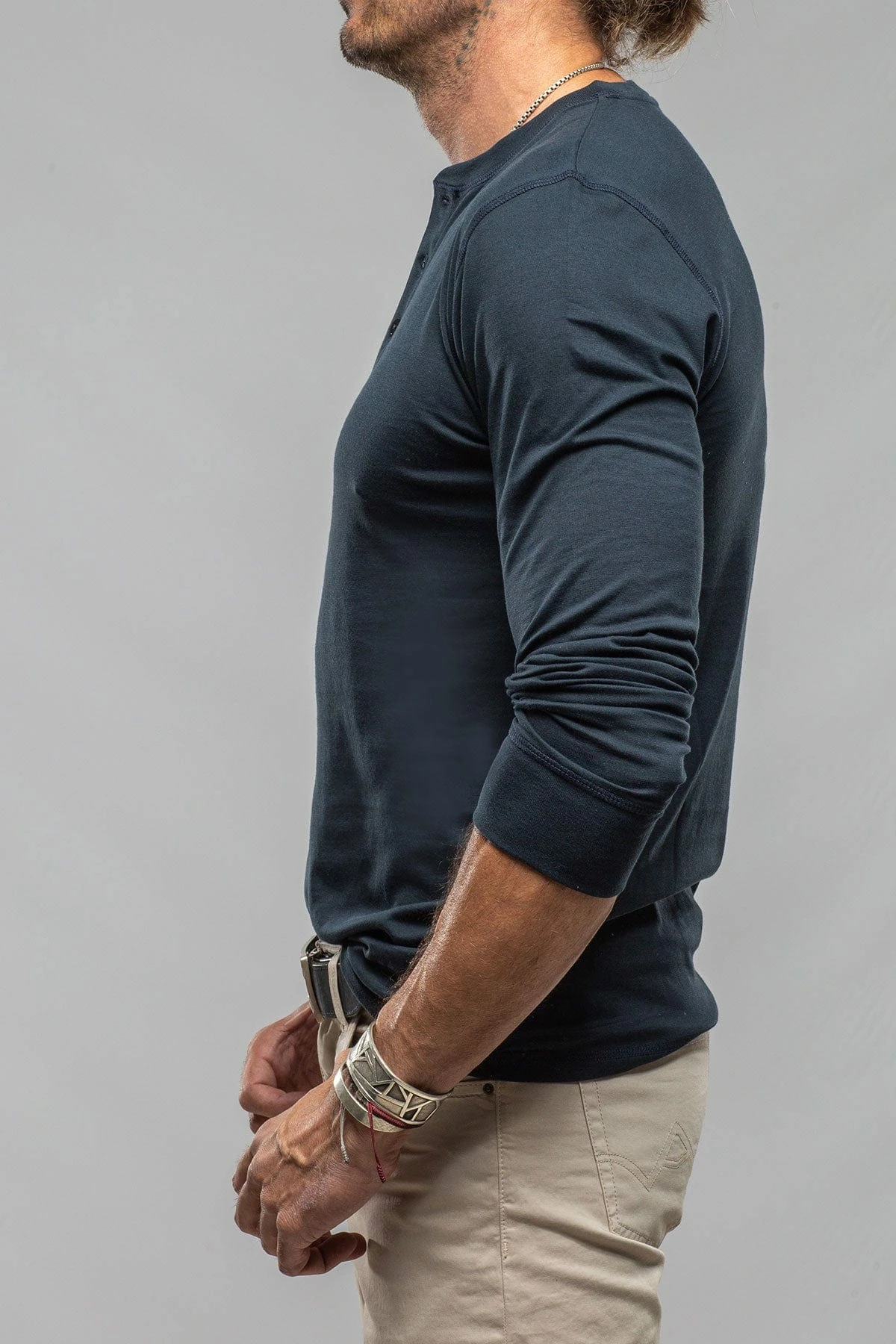 Coronado Cotton LS Henley In Navy 4 Coronado Cotton LS Henley In Navy - Image 4