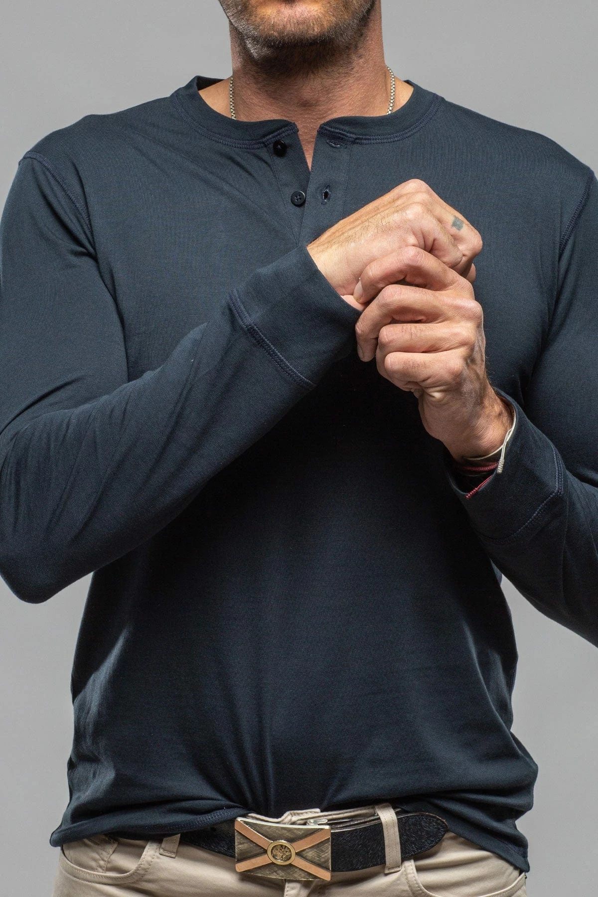 Coronado Cotton LS Henley In Navy 3 Coronado Cotton LS Henley In Navy - Image 3