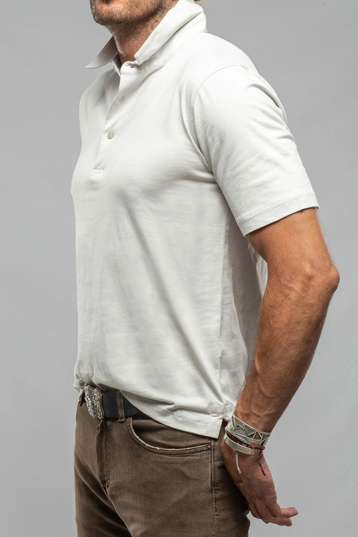 Cruz Cotton Polo In Cement 2 Cruz Cotton Polo In Cement - Image 2