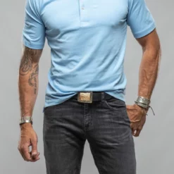 Cruz Cotton Polo In Sky Blue