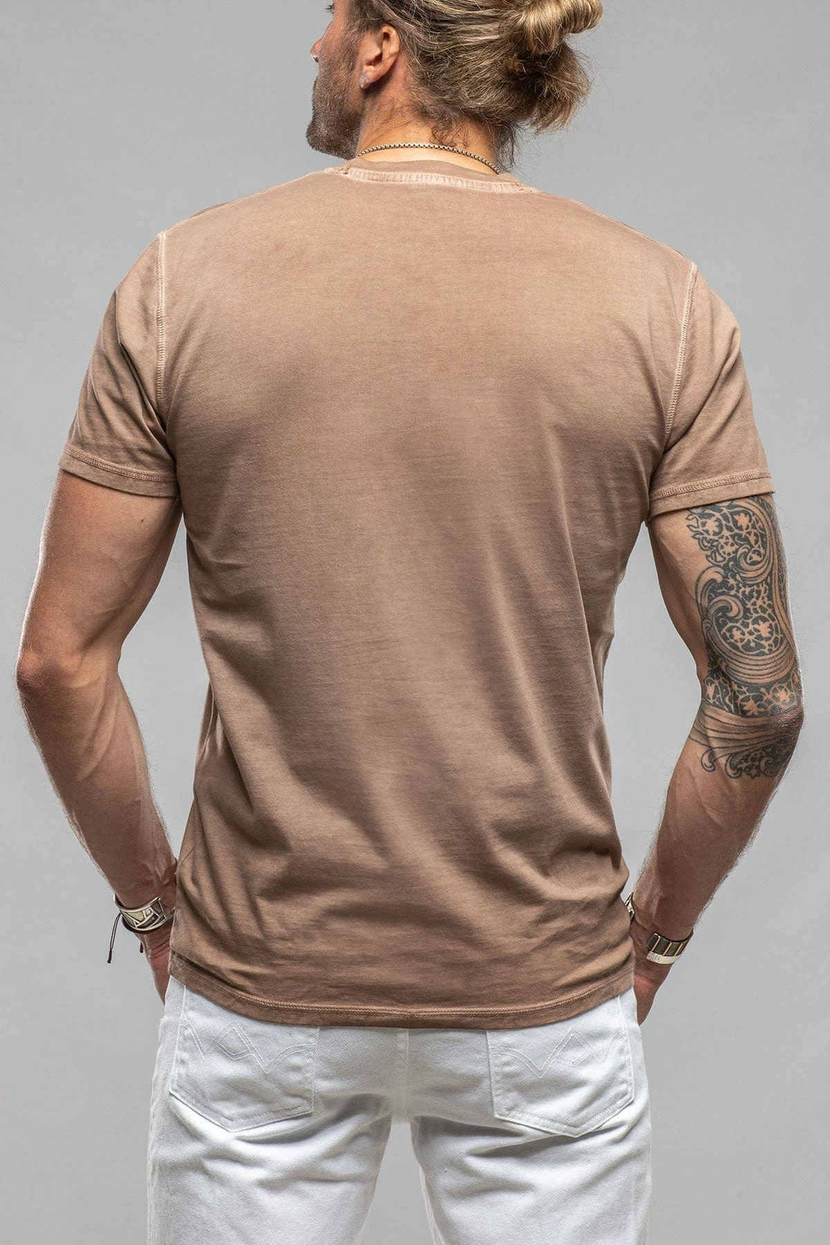 Mendocino Cotton SS Henley In Coffee 4 Mendocino Cotton SS Henley In Coffee - Image 4