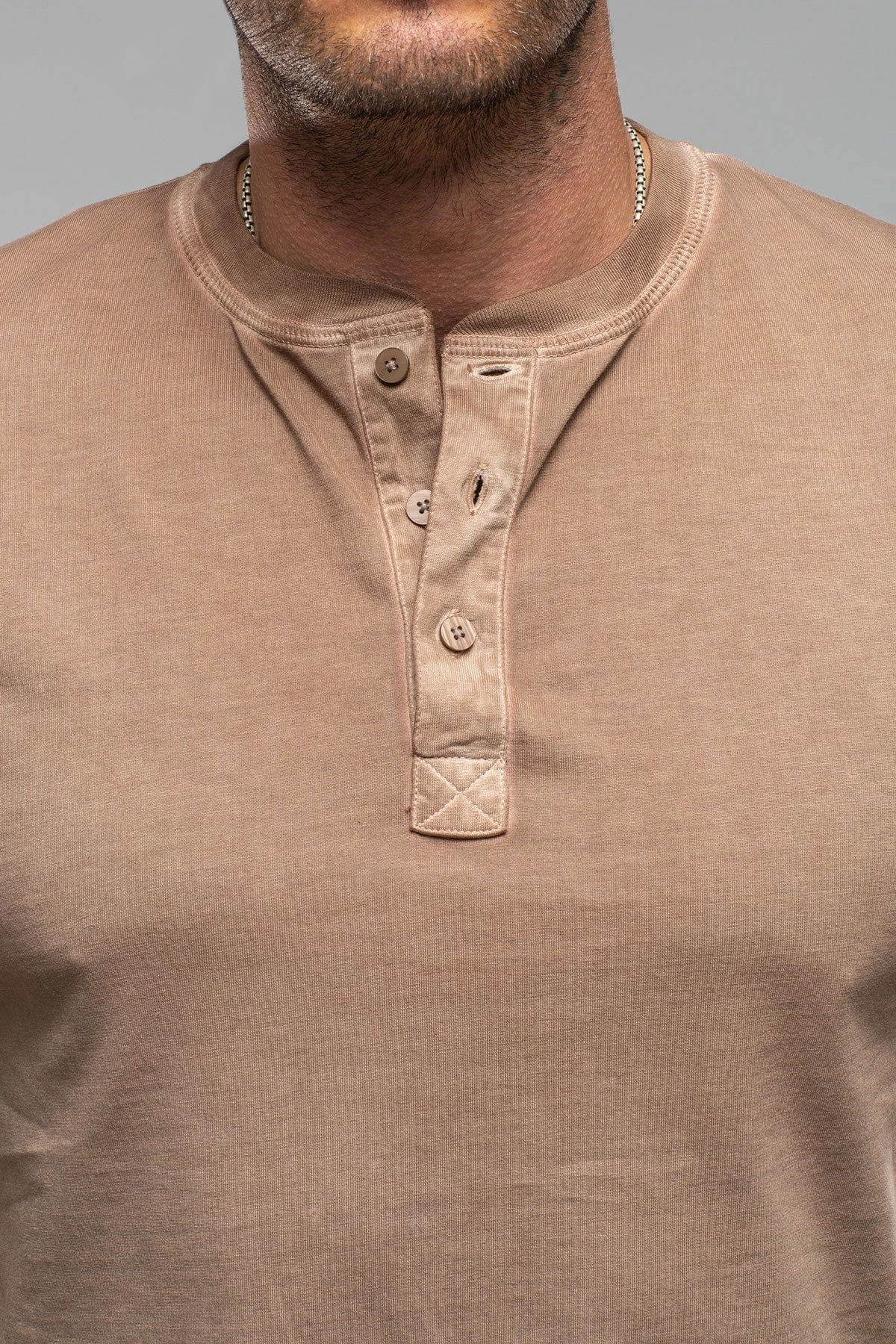 Mendocino Cotton SS Henley In Coffee 2 Mendocino Cotton SS Henley In Coffee - Image 2