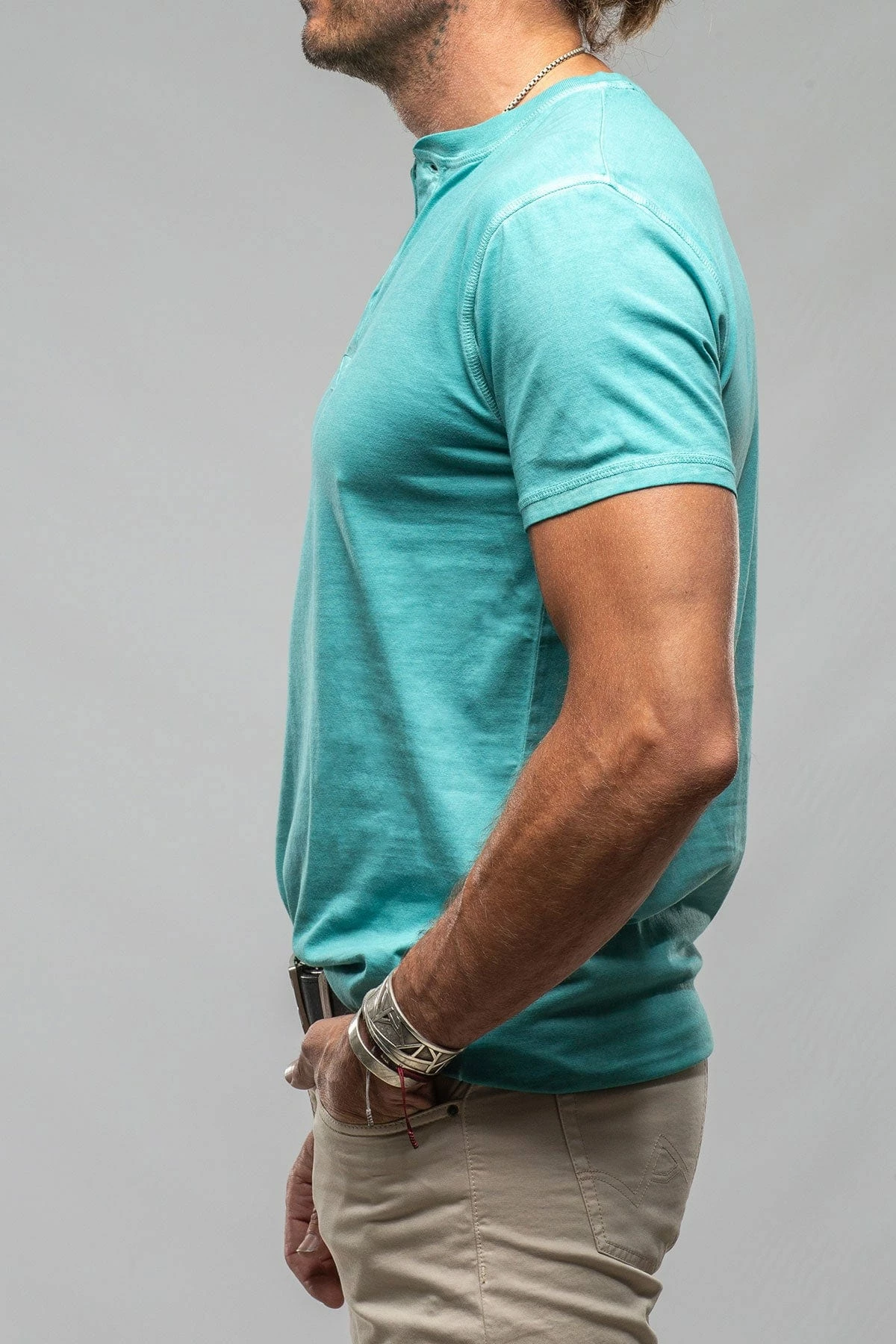 Mendocino Cotton SS Henley In Mint 3 Mendocino Cotton SS Henley In Mint - Image 3