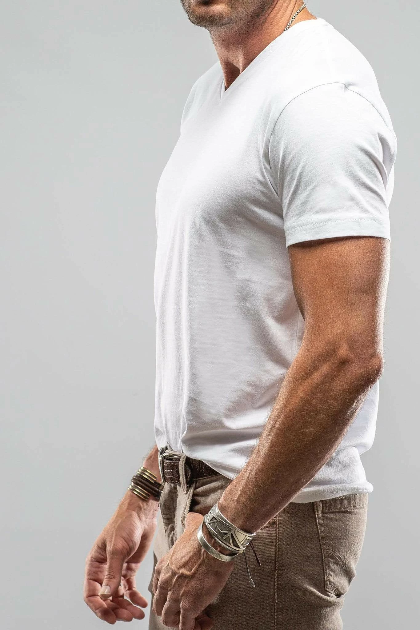 Siena Cotton V Neck Tee In White 4 Siena Cotton V Neck Tee In White - Image 4