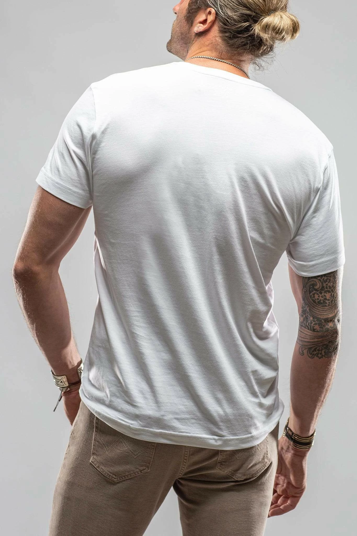 Siena Cotton V Neck Tee In White 3 Siena Cotton V Neck Tee In White - Image 3