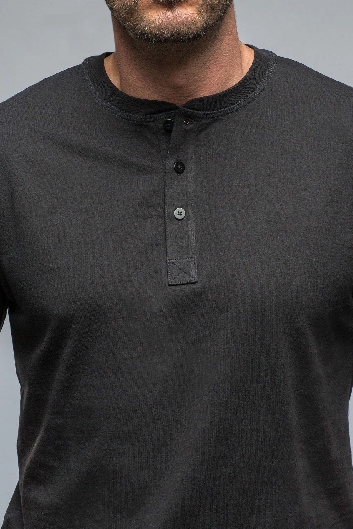Mendocino Cotton SS Henley In Black 4 Mendocino Cotton SS Henley In Black - Image 4