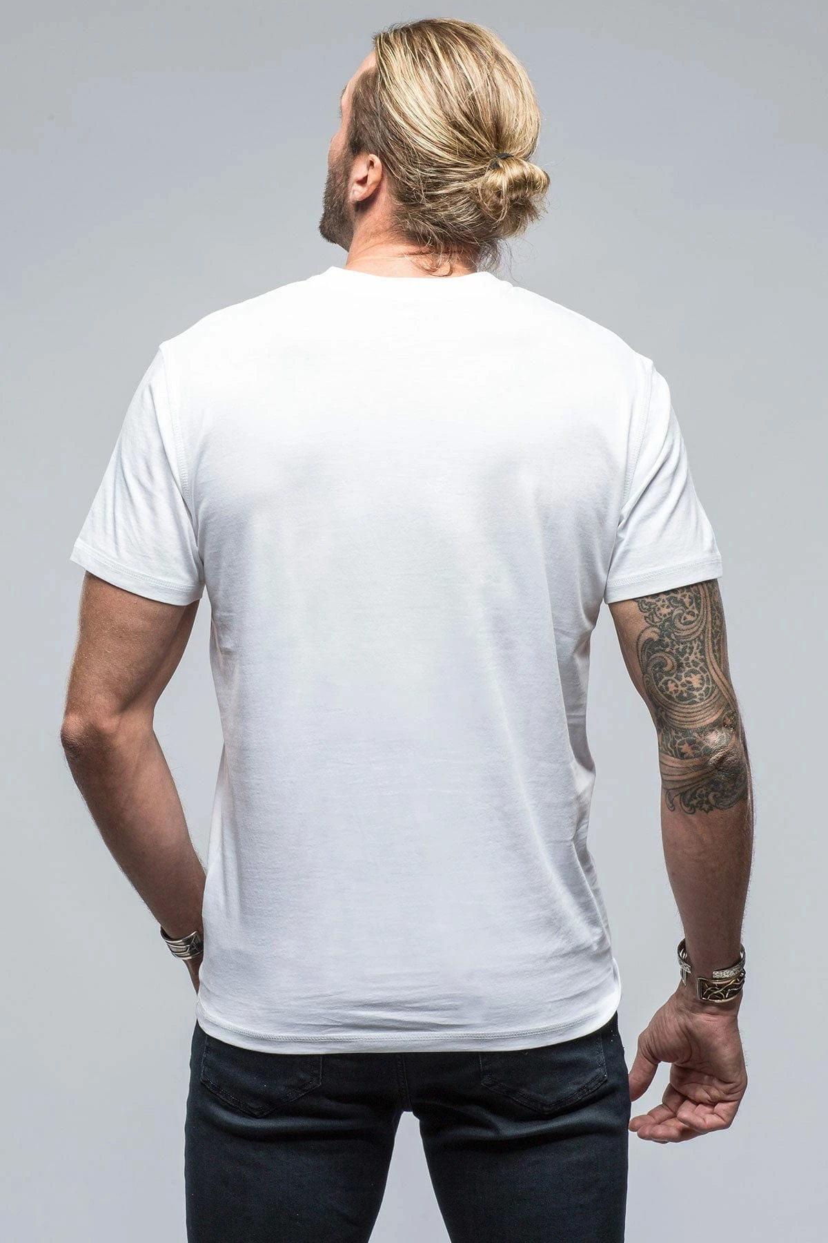 Mendocino Cotton SS Henley In White 4 Mendocino Cotton SS Henley In White - Image 4