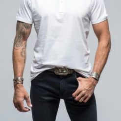Mendocino Cotton SS Henley In White