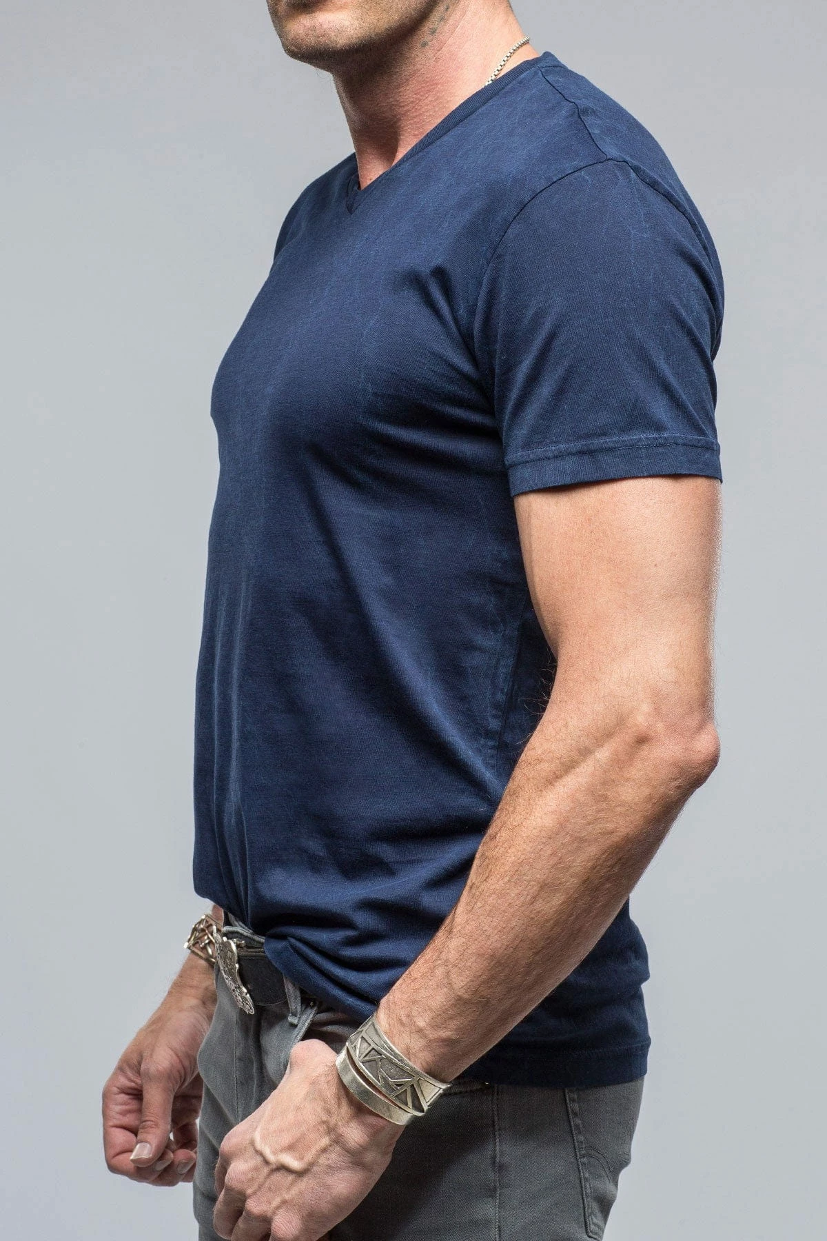 Siena Cotton V Neck In Indigo 2 Siena Cotton V Neck In Indigo - Image 2