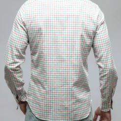 Crater Shirt In Green/Pink Check -Dune Shop giannetto portofino crater shirt in green pink check mens shirts axels vail 37850800816362