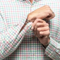 Crater Shirt In Green/Pink Check -Dune Shop giannetto portofino crater shirt in green pink check mens shirts axels vail 37850801242346