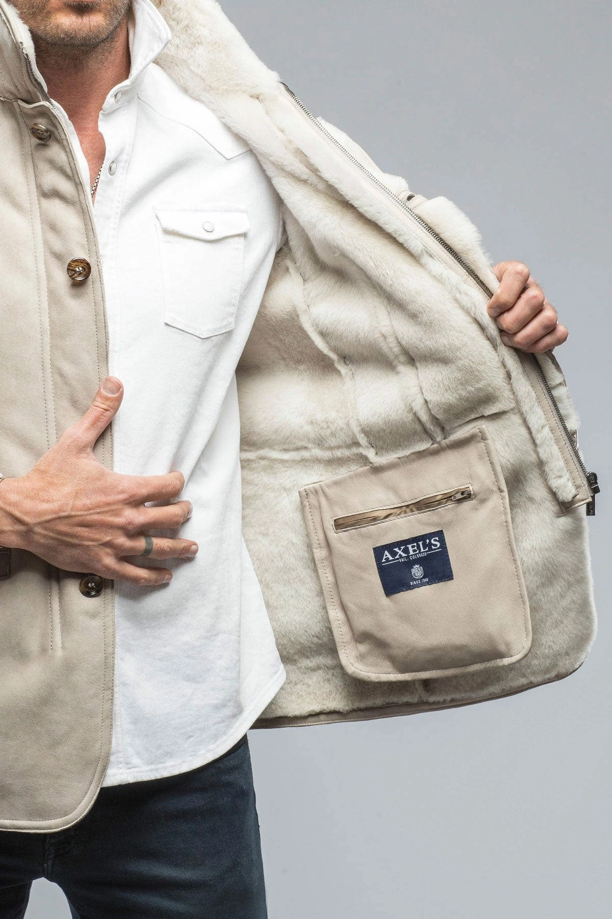 Antonio Shearling Jacket In Light Sand 6 Antonio Shearling Jacket In Light Sand - Image 6