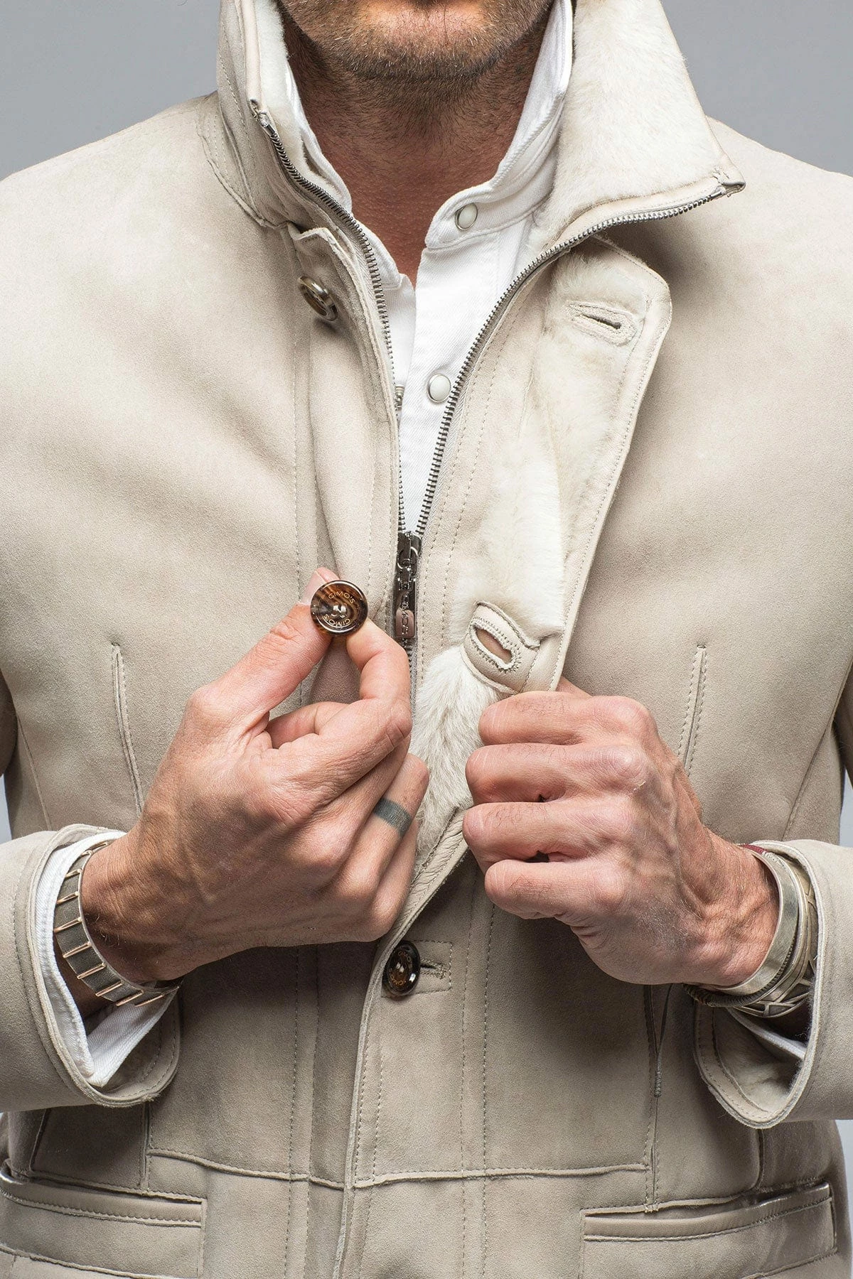 Antonio Shearling Jacket In Light Sand 7 Antonio Shearling Jacket In Light Sand - Image 7