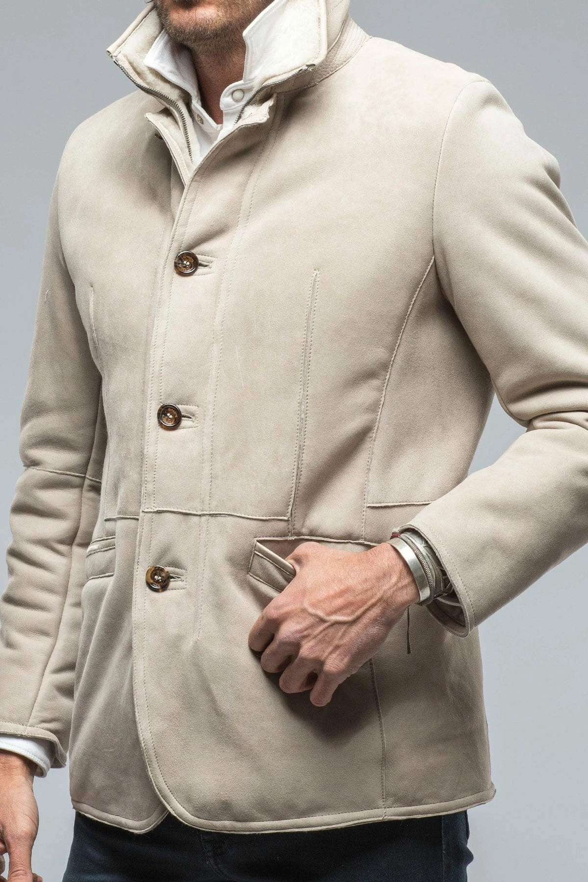 Antonio Shearling Jacket In Light Sand 2 Antonio Shearling Jacket In Light Sand - Image 2