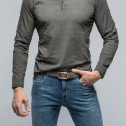 Torrance Long Sleeve Polo In Charcoal