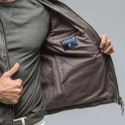 Dino Leather Jacket In Charcoal -Dune Shop gimo s dino leather jacket in charcoal mens outerwear leather axels vail 38620535324906