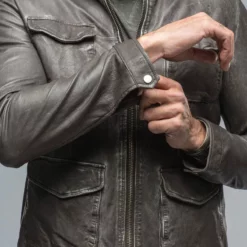 Dino Leather Jacket In Charcoal -Dune Shop gimo s dino leather jacket in charcoal mens outerwear leather axels vail 38620535587050