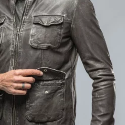 Dino Leather Jacket In Charcoal -Dune Shop gimo s dino leather jacket in charcoal mens outerwear leather axels vail 38620535619818