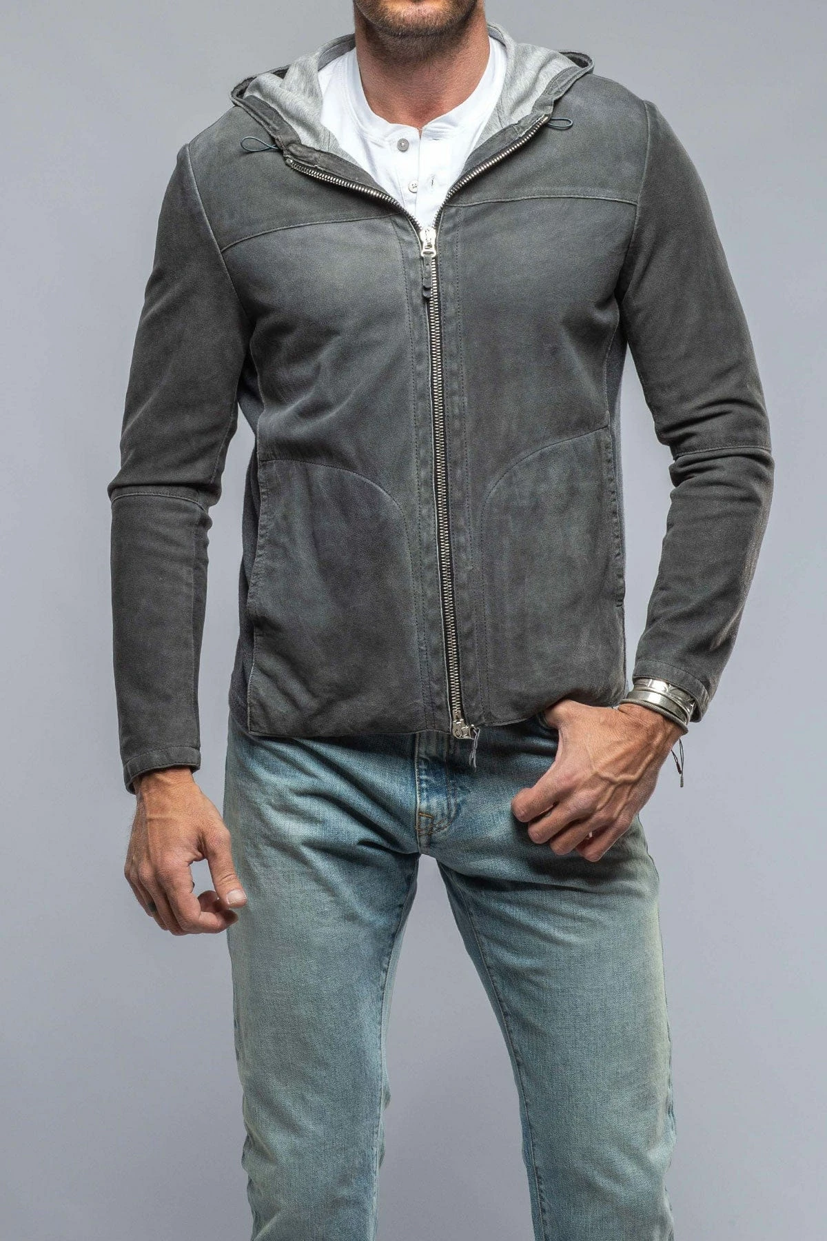 Donnarumma Suede Jacket In Charcoal 1 Donnarumma Suede Jacket In Charcoal