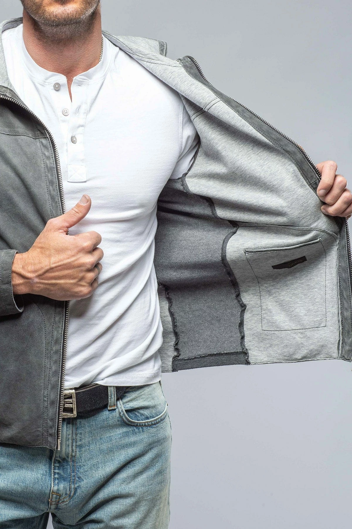 Donnarumma Suede Jacket In Charcoal 6 Donnarumma Suede Jacket In Charcoal - Image 6