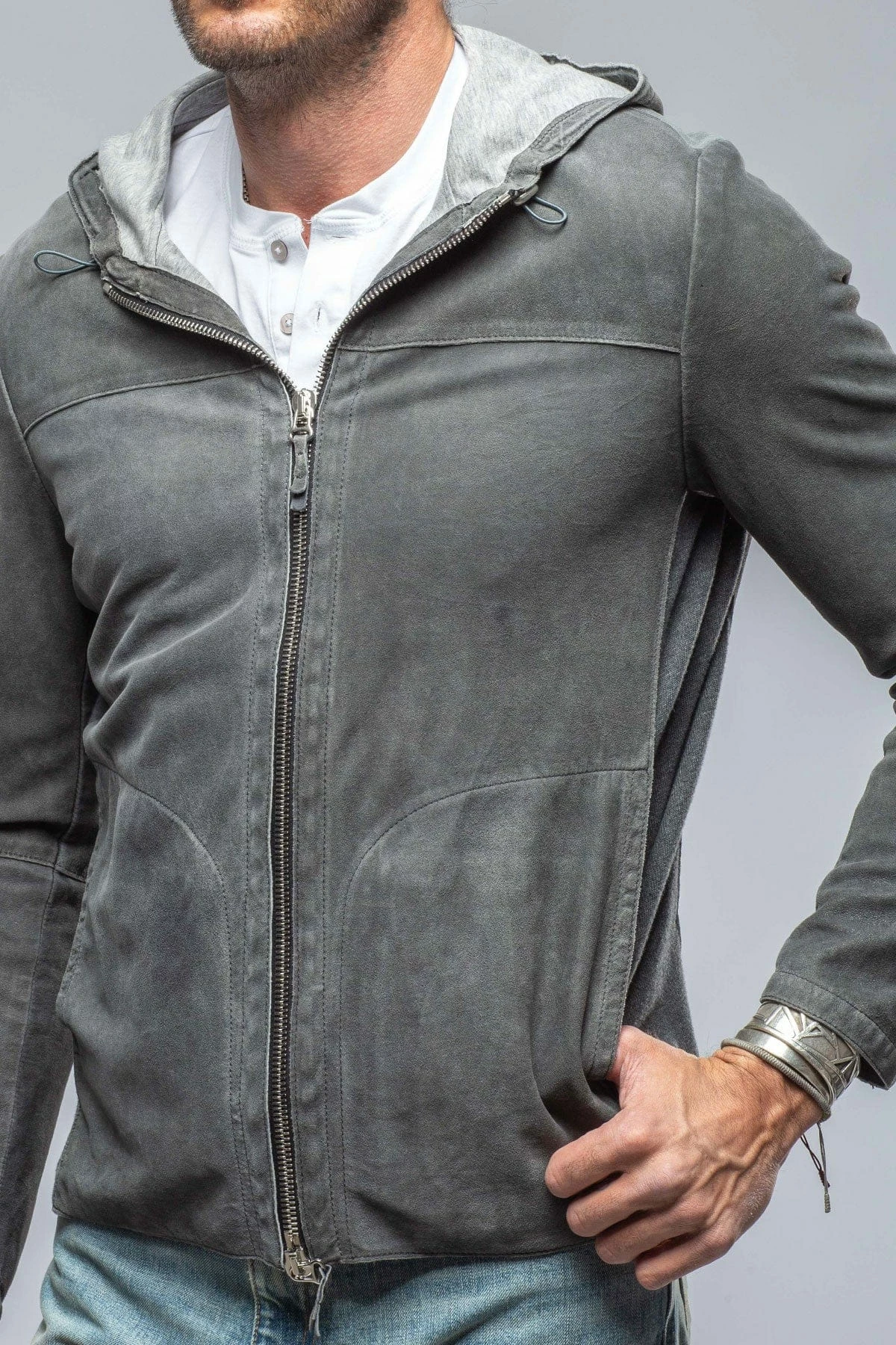 Donnarumma Suede Jacket In Charcoal 2 Donnarumma Suede Jacket In Charcoal - Image 2